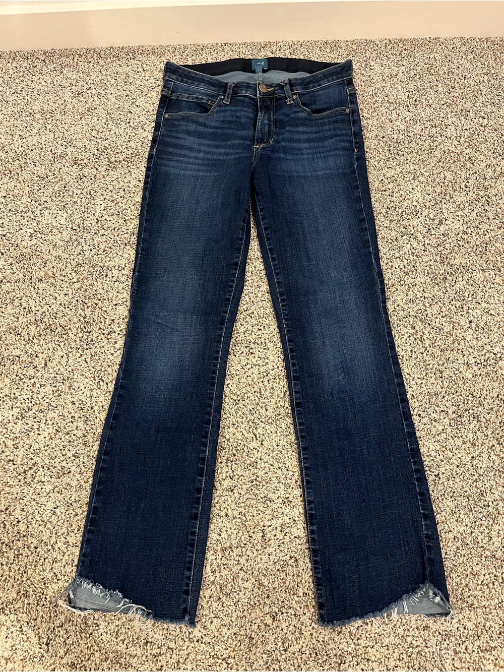 Jag Jeans Women's Dark Blue Flare Jeans with Frayed Hem